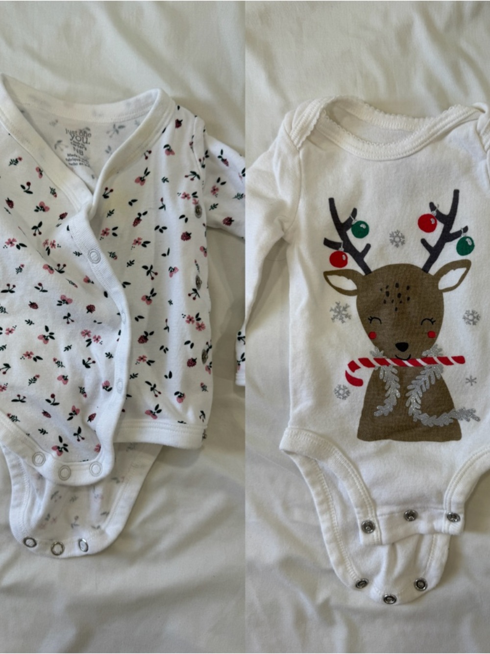 Carter's White Baby One-Piece Set of Two NB newborn